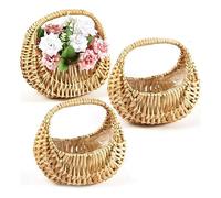 Goufride Panier en Rotin Panier en Osier Demi-Lune Panier en Paille de Saule avec Poignée Paniers de Fille de Fleur de Mariage