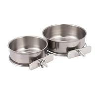 Goufride Paquet 2 Tasses pour Perroquets Bird avec Pince pour Une Eau en Acier Inoxydable pour Aliments pour Cockatiel,Conure, Perruches,Perruche,Perroquet,Ara, Animal