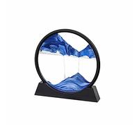 Goufride Sable Mouvant Tableau d'art Sablier Rond Affichage de Mouvement 3D Mountain Sandscape Sable Qui Coule Peinture-Bleu