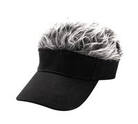 Goufride Unisexe Mode Perruque Casquettes Concis Pare-Soleil Rue Hip Hop Casquette de Baseball Soleil Snapback Chapeaux Faux Cheveux Casquette Noir + Gris 1 PCS