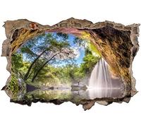 Gougeltd Autocollants muraux,Effet 3D avec mur de briques en trompe-l'œil,Cascade de la grotte,Décoration murale de chambre d'enfant 80x120cm