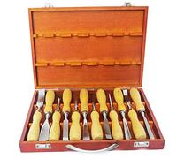 Gouges à sculpter le bois 12 pièces ensemble de ciseaux à main professionnels pour la sculpture sur bois kit d'outils pour charpentiers, tourneurs sur bois bricolage sculpture sur bois dans une boît