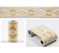 GouieRylin Bordure Frise papier peint Jaune Européen Décoration murale amovible Frise Murale Bordure de Tableau d'Affichage Découpée Autocollant imperméable en PVC Plinthe 10cm X 900cm