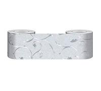 GouieRylin Frise Murale Adhesive Bordure Papier Peint Frise Autocollante pour Cuisine, Salle de Bains, Plafond, Salon, Chambre Décoration Murale Vigne d'argent 10cm X 500cm