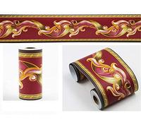 GouieRylin Frise Murale Autocollant Papier Peint imperméable en PVC Plinthe Décor Mural Bordure de Tableau d'Affichage DécoupéeVigne rouge vintage 10cm X 900cm