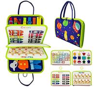 Goujfol Busy Board Planche Montessori, Jeux Educatif Enfant Jouet Montessori Tableau Cadeau Noël, Apprendre Les Boucles Fermeture à GlissièRe Lacets et Cravates, pour Garcon Fille BéBé 1 2 3 4 Ans