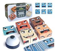 Goujfol Cube de Construction Emoji et Puzzle Bois Montessori Interactif Bloc Cube avec Cloche Assorti Jouet IQ pour Enfants 3+ ans