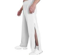 GOUJIAN Pantalon Ample À Ouverture Latérale for Hommes Et Femmes M-3XL, Entraînement avec Côté Et Fermeture Éclair De Survêtement À Déchirure Rapide Jogger Pants(White,L)
