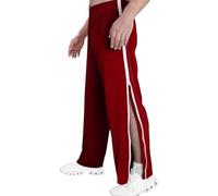 GOUJIAN Pantalon Ample À Ouverture Latérale for Hommes Et Femmes M-3XL, Entraînement avec Côté Et Fermeture Éclair De Survêtement À Déchirure Rapide Jogger Pants(Red,XXL)