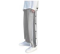 GOUJIAN Pantalon De Rééducation for Homme, Jogging À Ouverture Latérale, Postopératoire avec Boutons sur Le Côté, Survêtement Large, Tenue des Années 90, Ouvert avec Poches. Jogger Pants(Gray,XL)