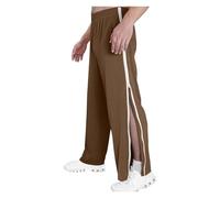 GOUJIAN Pantalon De Survêtement Long À Fermeture Éclair for Hommes De Récupération Ample en Coton Déchirable D'entraînement avec Ouverture Latérale Jogger Pants(Light Brown,M)