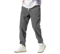 GOUJIAN Pantalon Velours Homme Côtelé Pantalon Japonais Taille Elastique Grande Taille Hiver Jogging Baggy Sweatpants Sportswear Sport Chino Pantalons Confortable Jogger Pants(Gray,S)