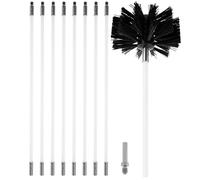 GOUJIAN Poêle À Granulé Kit Ramonage - Brosse De Nettoyage Cheminée Cannes, Kit Ramonage Poêle Pellet Flexible pour Conduit, Entretien Poêle À Granule Kit de Nettoyage de cheminée(9 Rods,610mm)