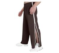 GOUJIAN Unisex Tearaway Pants with Pockets M-3XL, Reha Women's Side Open Baggy Tracksuit Pants with Side Zipper Wide Leg Leisure Wide Jogging Casual Jogger Pants(Brown,M)