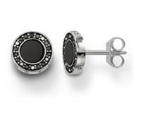 Thomas Sabo H1861-641-11 Clous d’oreilles classiques pour femme, en argent Sterling 925 avec pavé en zircone noire