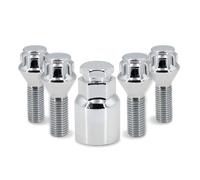 Goujons Compatible Avec BMW Pour MINI 5 Pièces Boulon De Roue M12 X 1.5 17mm Filetage Hexagonal 26mm Écrous De Verrouillage Chromés Accessoires De Voiture