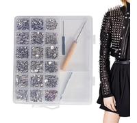 Goujons d'artisanat - 455 pièces Rivets décoratifs en de Zinc,11 Tailles Kit Clous en de Zinc avec Outils de Fixation,pour Chapeau Gothique Pantalon Sac fourre-Tout Collier pour