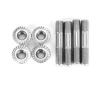 Goujons Échappement M8x1.25 42mm Acier Inoxydable Aramox | 304 acier inoxydable, 4 goujons + 4 écrous, Pour collecteur d'échappement auto