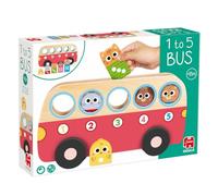 Goula 1 to 5 Bus - Bus de Comptage en Bois pour Les Tout-Petits dès 18 Mois - Jouet Éducatif pour Apprendre à Compter de 1 à 5 avec Système d’Emboîtage Autocorrectif et 5 Figurines d’Animaux