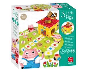 Goula - 3 Petits Cochons - Jeu Coopératif - Mettre Les Cochons À l'Abri Avant Que Le Loup n'arrive - Jeu Educatif - A Jouer en Famille - pour Enfants à partir de 2 Ans