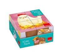 Goula- 4 Cubic Puzzle-5 Illustrations sur Le thème des Animaux pour Enfant dès 2 Ans, 53467, Multicolore