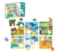 Goula Puzzles éducatifs – 6 habitats – pièces d’animaux en bois – motricité dès 2 ans