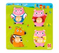 Goula Puzzle enfant en bois Three Little Pigs - 4 pièces 22x22 cm 1-2 ans