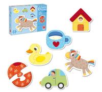 Goula Puzzles 6 Formes - Jouets pour Enfants d'âge préscolaire - Puzzle coloré en 2 pièces avec Motifs d'animaux et Dessins animés - Développe la motricité Fine - 2 Ans +