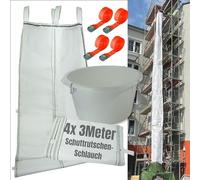 Goulotte à gravats 12 m | Kit Flexible 4 x 3 m avec Entonnoir et Sangles | Solution complète pour l’évacuation des décombres