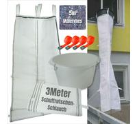 Goulotte à gravats 3m | Tuyau flexible de 3 mètres, installation facile | Goulotte à gravats avec entonnoir de remplissage, 4X sangles de serrage et 5m³ de non-tissé pour peintres