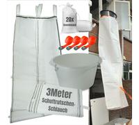 Goulotte à gravats 3m | Tuyau flexible de 3 mètres, installation facile | Goulotte à gravats avec entonnoir de remplissage, 4x sangles de serrage et 20x sacs en toile