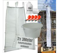 Goulotte à gravats 6 m | Kit flexible 2 x 3 m avec entonnoir, 20 sacs tissés et 4 sangles | Ensemble complet et robuste