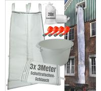 Goulotte à gravats 9 m | Kit Flexible 3 x 3 m avec Entonnoir, 20 Sacs tissés et 4 Sangles | Ensemble Complet et Robuste