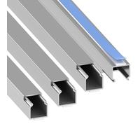 Goulotte de câblage Habengut (autocollante) 15x15 mm en PVC, Couleur : Argent, Longueur 4 m (4 x 1 m de Longueur)