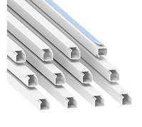 Goulotte de câblage Habengut (autocollante) 15x15 mm en PVC, Couleur : Blanc, Longueur 12 m (12 x 1 m de Longueur)