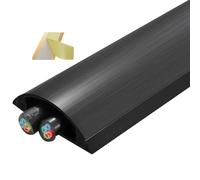 Goulotte de sol pour câbles, Cache-câble demi-rond auto-adhésif en alliage d'aluminium, multicolore, plusieurs tailles, longueur 1m(Black-NO.3-W-28mm(1-1/10in))