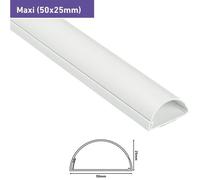 Moulure électrique D-line 50x25mm Moulure Décorative en Demi-Cercle 1M5025W Goulotte Electrique Cache-Câble 1m Longeur, Blanc