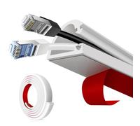 Goulotte Passe câble Auto adhésive 6 mètres, Type D 22x10 mm Blanc, Cache câble Mural et Sol Flexible en PVC, pour télévision, Bureau et Domicile, Inclus Ciseaux