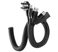 Goulotte Passe Cable de 200cm pour 7 Câbles Fins, Range Cable Rangement Cable Bureau pour La Maison, Le Bureau ou L'extérieur(Black)