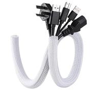 Goulotte Passe Cable de 200cm pour 7 Câbles Fins, Range Cable Rangement Cable Bureau pour La Maison, Le Bureau ou L'extérieur(White)