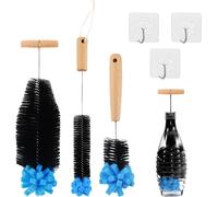Goupillon avec poignée ergonomique 35 cm-Noir et bleu-Pour bouteilles en verre et en plastique