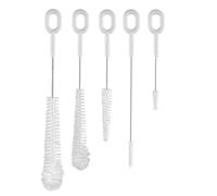 Goupillon Bouteille - 5 Pièces pour Gourdes | Kit Nettoyage Paille | Soies Nylon Souples, Manche Ïnox, Récurage Interstices Tasses Couvercles Pailles