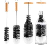 Goupillon Bouteille Lot de 3 Pièces, Goupillon Gourde et Écouvillon Bouteille en Verre, Brosse de Nettoyage Gourde, Biberon et Sodastream, Goupillon Bouteille en Verre Nettoyage Profond, sans Rayures