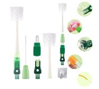 Goupillon Bouteille Set, FainFun 5 in 1 Goupillon Biberon pour Mam, Brosse Biberon pour Bébé, Brosse de Nettoyage pour Biberon, Tasse, Verre, Paille, Thermos et Divers Récipients, Ultra Longue
