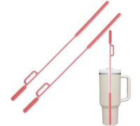 Goupillon Paille Silicone, 2 Pièces Brosse Paille Réutilisable accessoires pour Stanley Cup Pailles, Verre, INOX, Smoothie et Gobelet Paille, Poignée Antidérapante Souple et Flexible, 9mm+9mm(Rose)