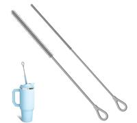 Goupillon Paille Silicone, 2 Pièces Brosse Paille Réutilisable pour Pailles Verre pour Paille en Verre, Métal, Smoothie et Gobelet, Diamètres 6 mm + 9 mm (Gris)