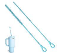 Goupillon Paille Silicone, 2 Pièces Brosse Paille Réutilisable pour Pailles Verre pour Paille en Verre, Métal, Smoothie et Gobelet, Diamètres 6 mm + 9 mm (Bleu)