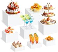 GOURDBRO Presentoir a Gateau, Lot de 8 Presentoir Aperitif Buffet, Cube Présentoir Buffet Blanc, Presentoir Buffet Traiteur Acrylique, Support Buffet Mariage pour Dessert/Figurines/Bonbons/Aliments