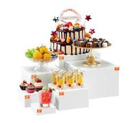GOURDBRO Presentoir Aperitif Buffet Cube, Lot de 6 Presentoir a Gateau en Acrylique, Presentoir Parfum, Supports de Buffet Mariage pour Traiteur, Dessert, Bijoux, Figurines, Bonbons, Aliments(Blanc)