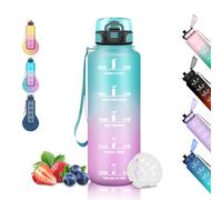 Gourde 1.5L, Gourde Sport pour Adulte, Gourd Graduée Anti-Fuite, Gourd Motivation avec Slogan de Motivation, Gourdes de Camping et Randonnée, Facile à Nettoyer, pour Fitness, Cyclisme, Vert-Rose